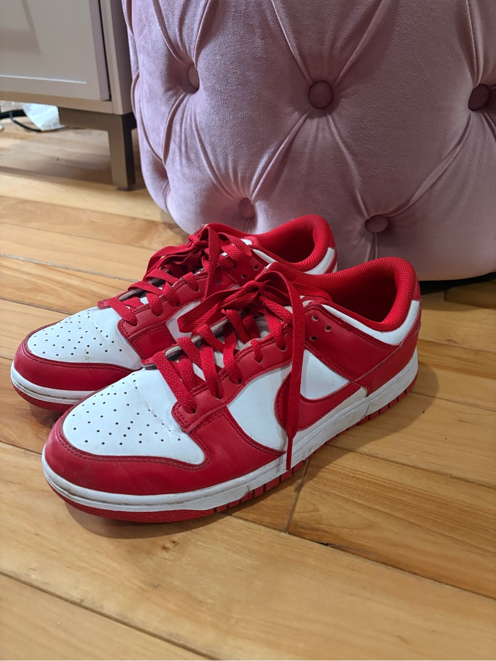 Nike Kids Red and White Low-Top Sneakers